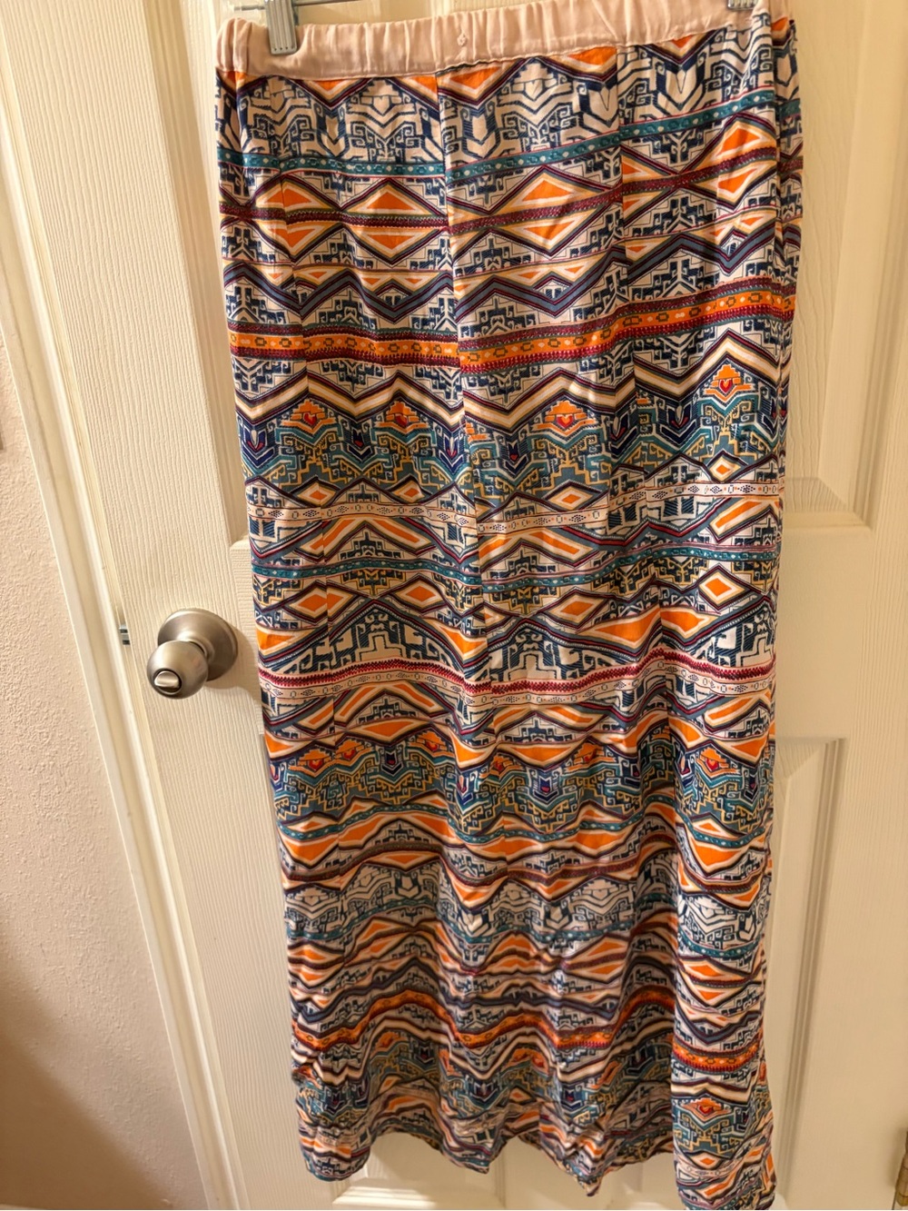 Angie Printed Aztec Maxi Skirt in Navy, Orange, Cream, Teal
